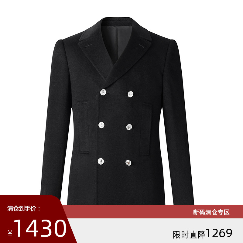 GIEVES CHARLES秋冬新款两色羊毛双排扣手工时尚休闲男士西服夹克