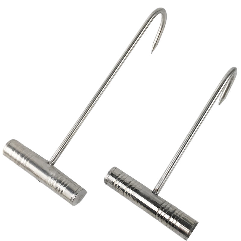 304不锈钢烤鸭炉用钩子短木柄丁字钩烧鸭提钩丁字钩肉钩烧腊勾
