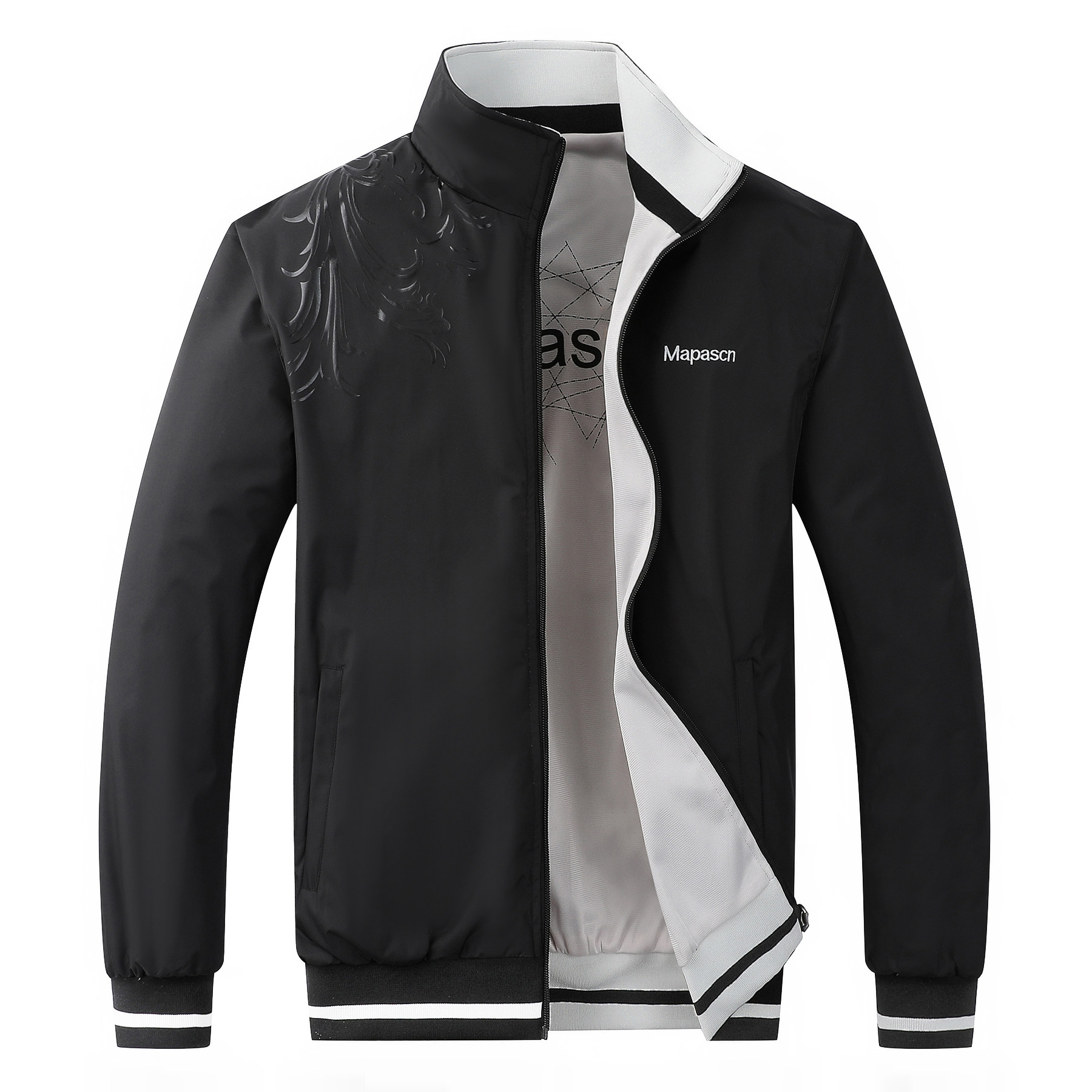 春秋季休闲男装单衣运动外套青年薄款双面穿加大码男士上衣夹克潮