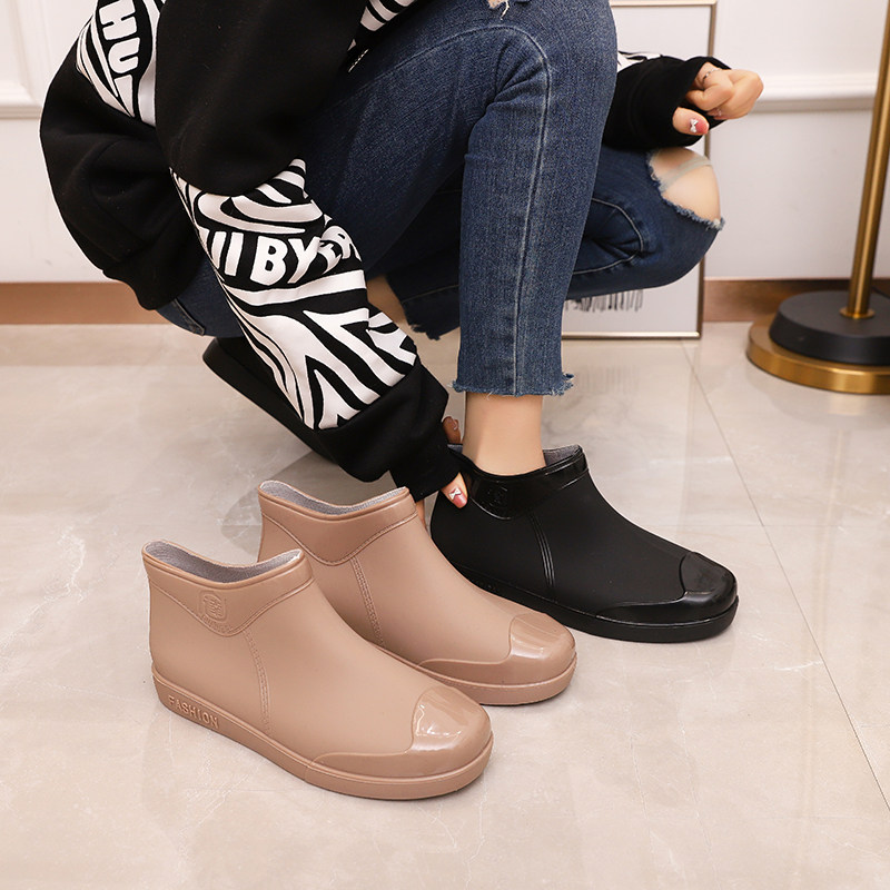 雨鞋女士短筒棉绒保暖防滑滑水耐磨厨房工作鞋雨鞋