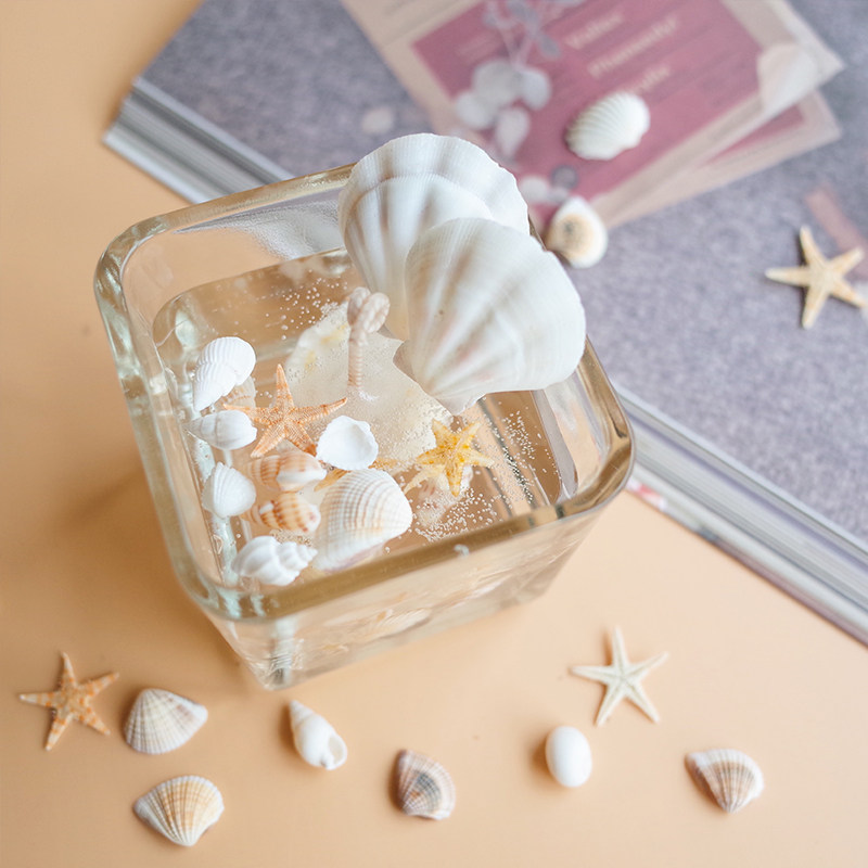 diy制作diy海洋蜡杯果冻手工制蜡烛手工小贝壳香薰蜡烛