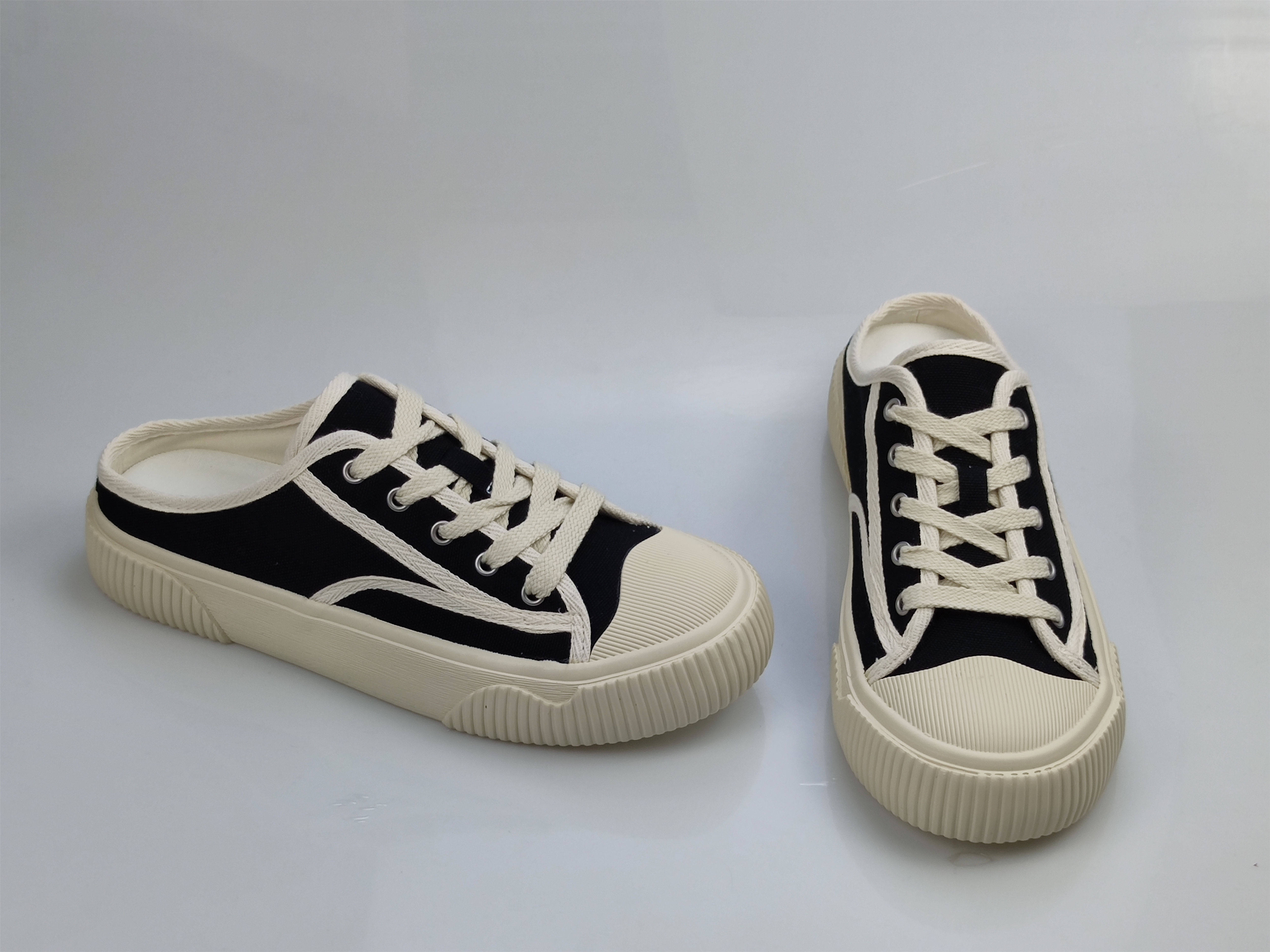 hotwind热风帆布鞋小白鞋半托女鞋全新正品春秋新款韩版休闲平跟