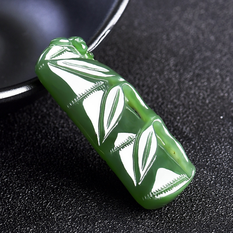 天然和田玉竹竹节玉坠富贵竹吊坠碧玉节节高玉石颈饰