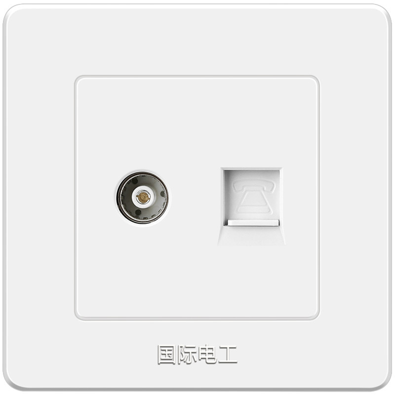国际电工暗装开关插座面板tv语音弱电闭路有线电视电话线电话电视插座