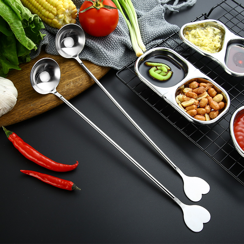 不锈钢调料勺加长柄调味勺深罐勺蜂蜜勺奶茶酒吧餐厅用厨房小工具