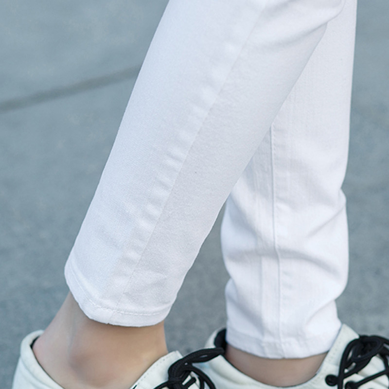 白色破洞牛仔裤女长裤2018春夏季新款休闲裤显瘦修身小脚铅笔裤潮