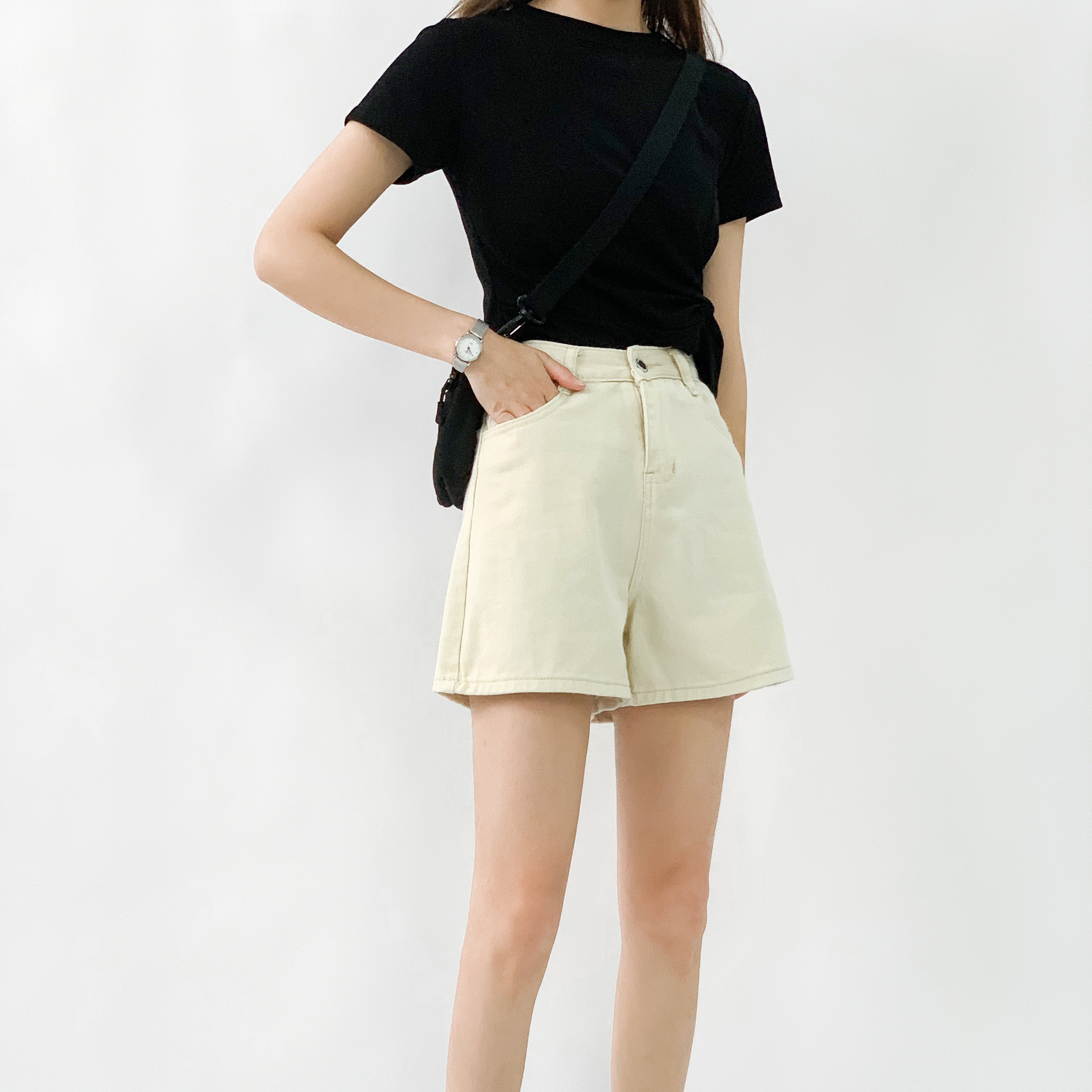 遮腿粗胯宽裤子阔腿梨形身材女穿搭学生显瘦高腰宽松大码牛仔短裤