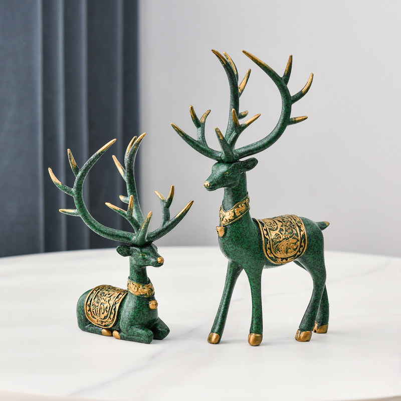 北欧招财财鹿摆件创意轻奢客厅玄关电视柜家居摆件