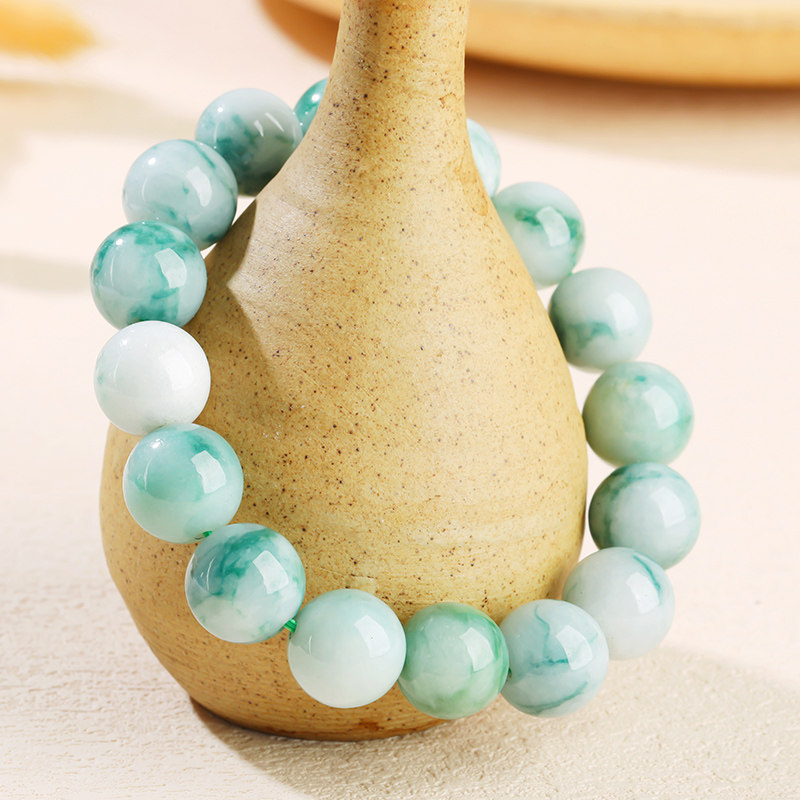 货蓝绿绿翡翠手串男手链珠串单圈珠宝玉石情人节手链