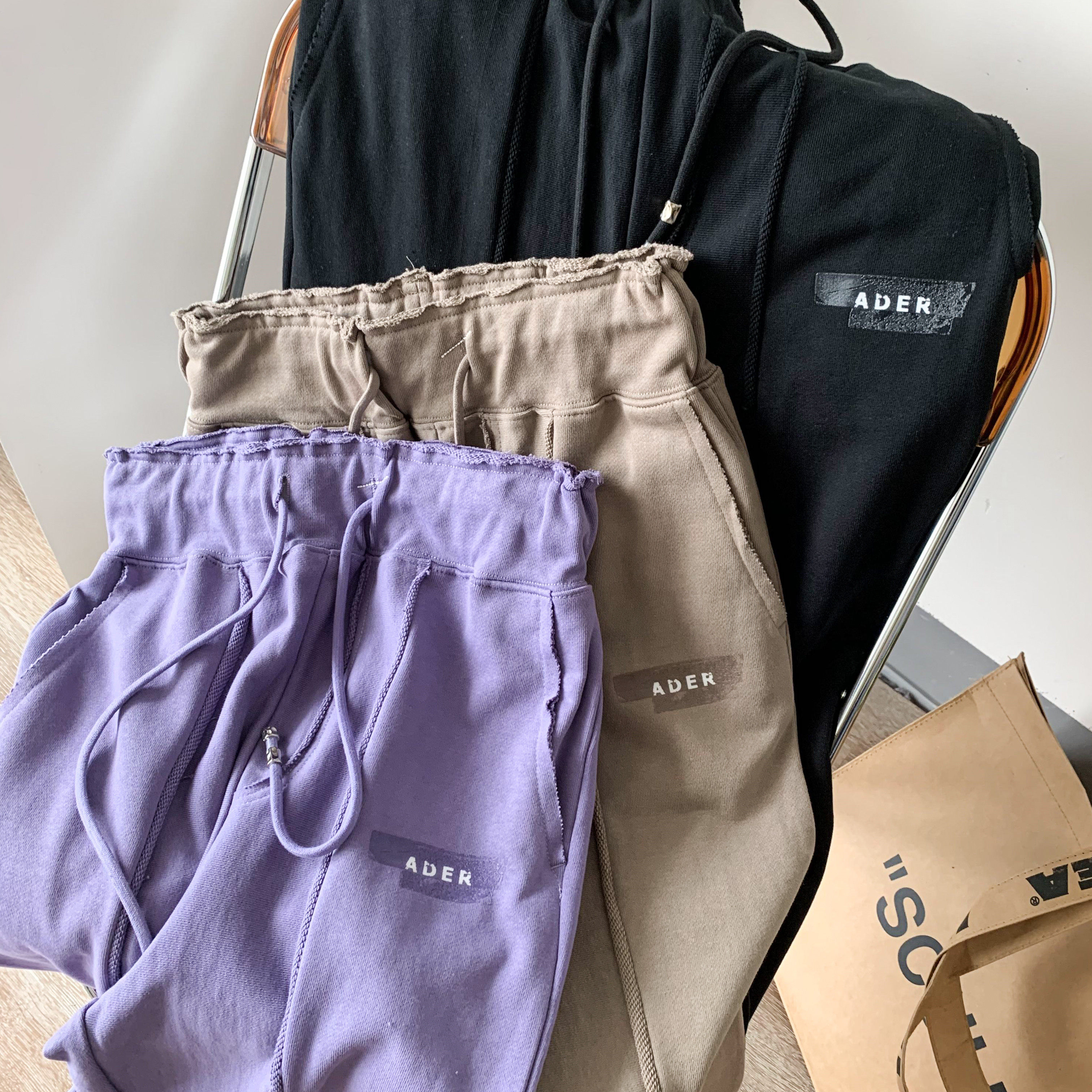 adererror21ss抽绳毛边设计运动休闲显瘦裤子男女休闲裤