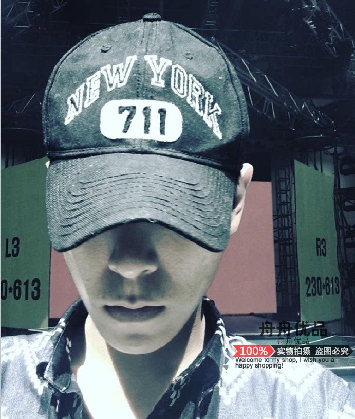 帽子bigbang崔胜贤top同款ins鸭舌newyork刺绣帽子
