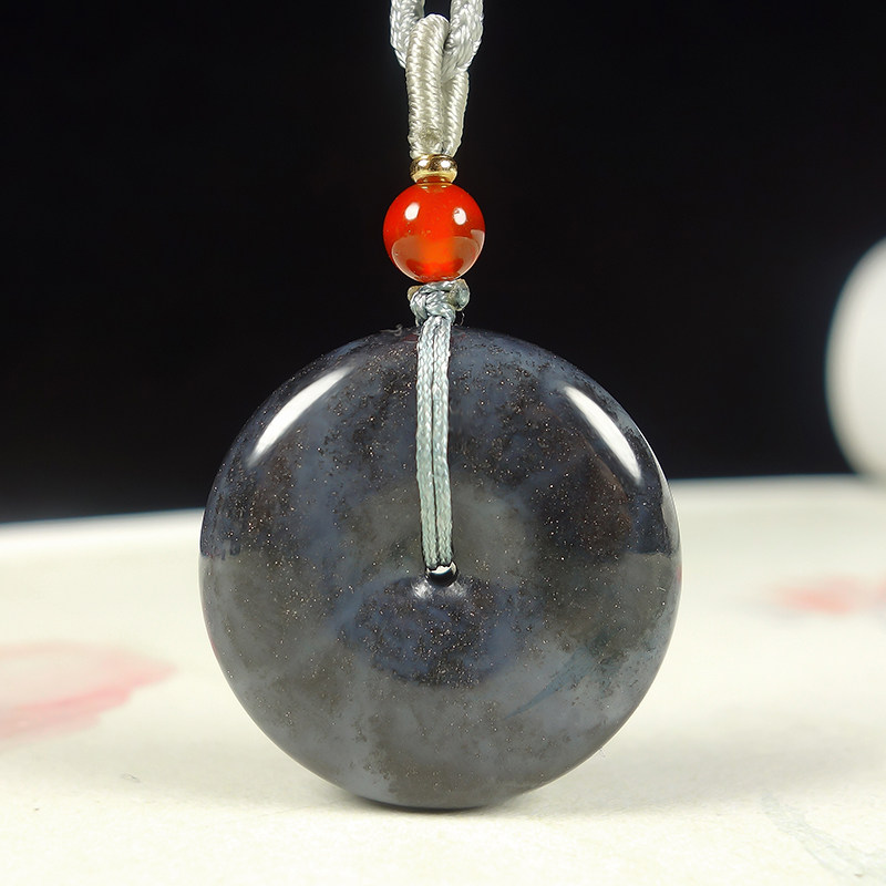 愚石苑新疆和田吊坠天然青花平安扣挂件玉佩正品颈饰