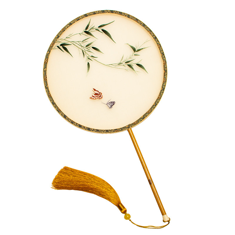 古典苏绣扇子真丝双面团扇古风刺绣宫扇苏州刺绣