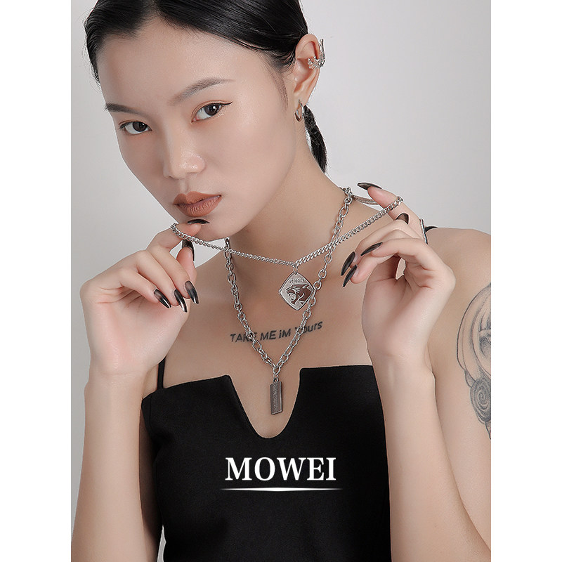 潮酷项链冷淡ins嘻哈中性女中长项夸张毛衣项链