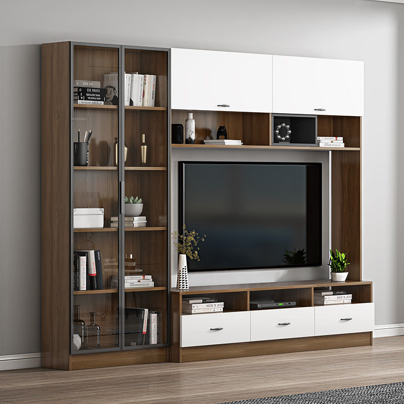 定制客厅电视柜书柜书架背景墙一体组合墙整面整体电视墙储物柜子