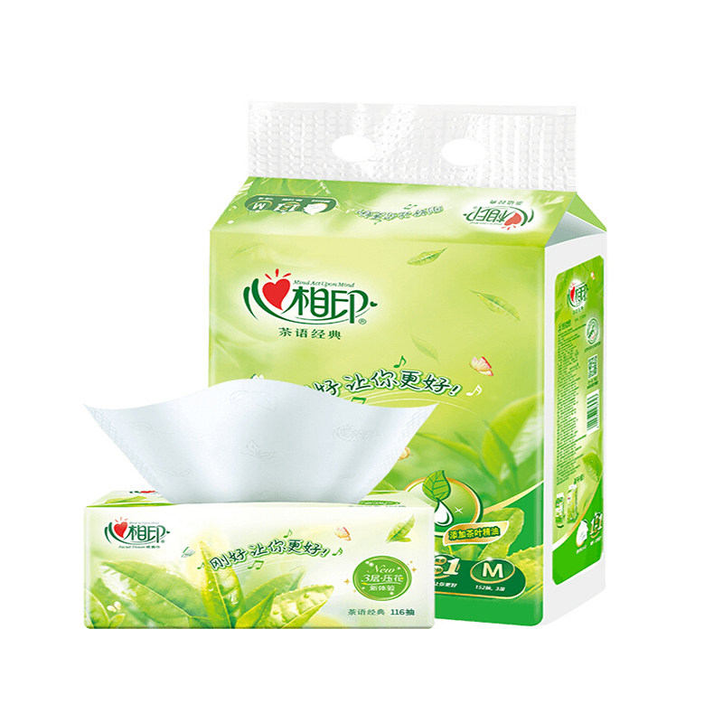 心相印茶语丝享抽纸茶香包装一提三层压花软包抽纸