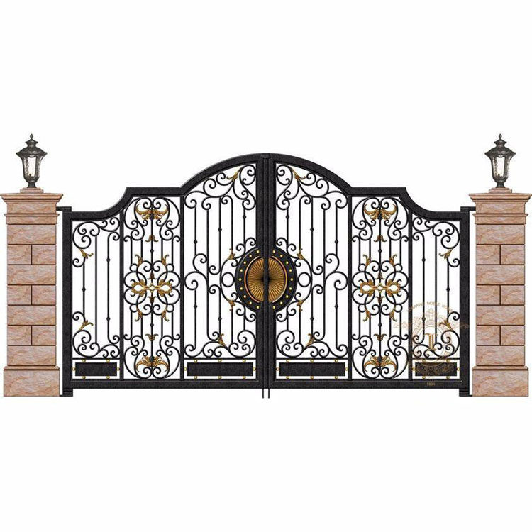 欧式铁艺大门庭院门花园别墅门乡村对开门入户单双开户外铁门定制