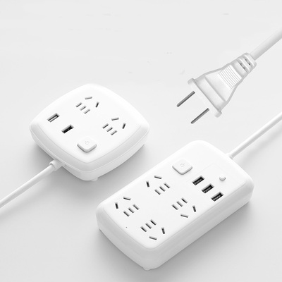 2孔插头插排带usb插板带线固定器扦座二相双头接线板2脚插座