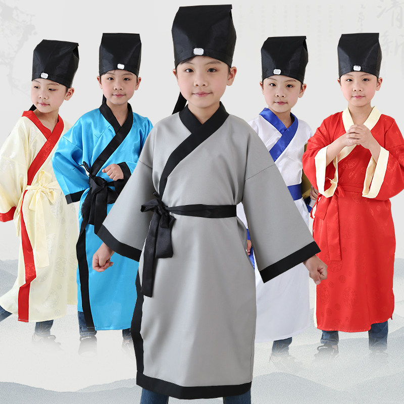 古代儿童汉服国学服装 男童民族古装小学生三字经弟子规孔子服装