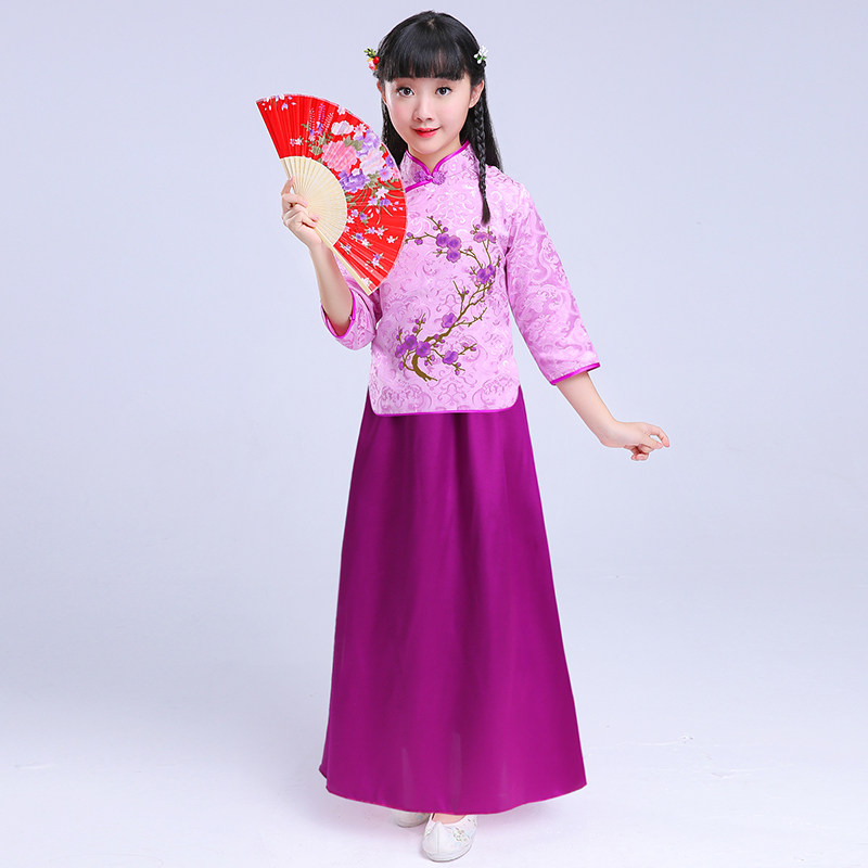 小孩民国表演演出女童裙子唐装国风童装女孩旗袍