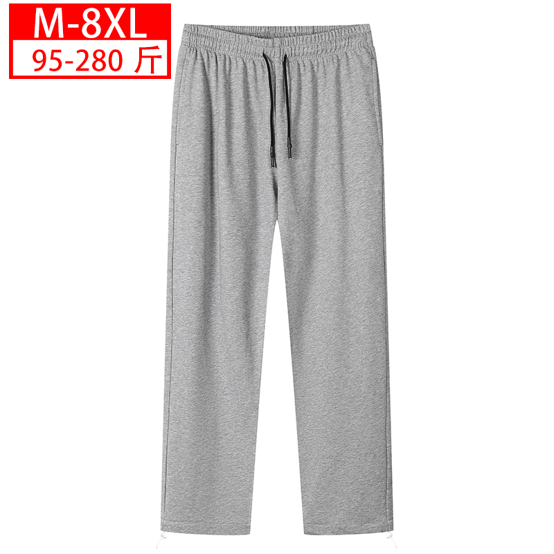 男士休闲长裤子胖子加肥加大码宽松运动裤春秋夏季薄款直筒阔腿裤