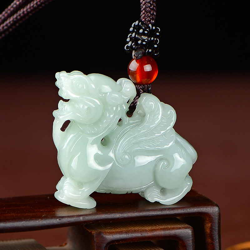侍帝立体翡翠麒麟挂件天然a货缅甸玉石麒麟牌吊坠玉麒麟玉佩男女