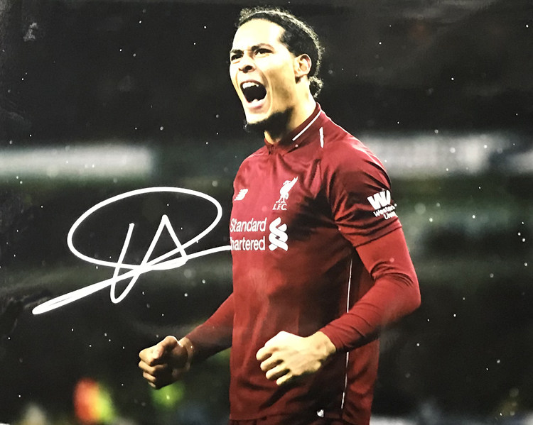 范戴克裱框世一利物浦证书sa签名照片亲笔vvd文化