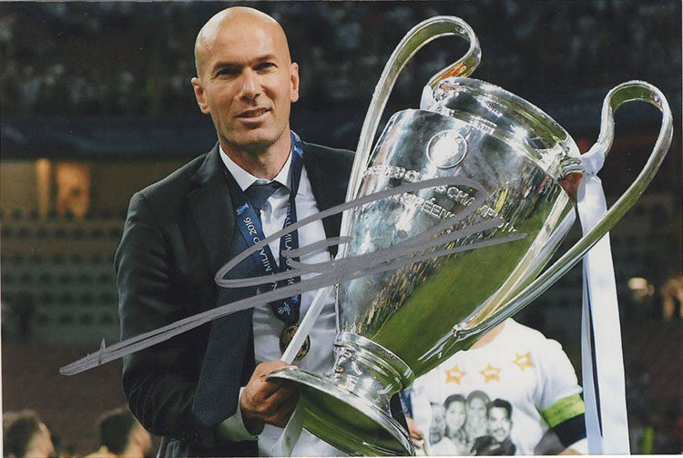 齐达内亲笔签名照片裱框相框不易流行证书证据创意礼品