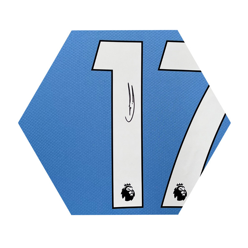 21-22曼城德布劳内亲笔签名足球球衣sa证书文化