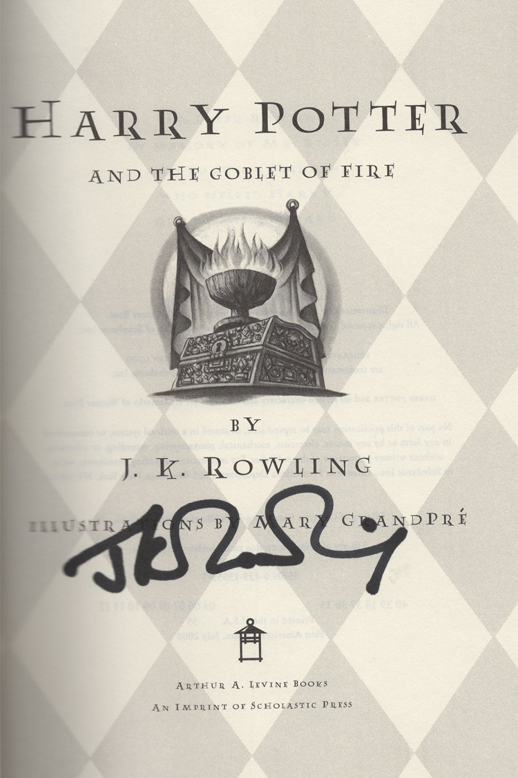 收藏哈利波特火焰jk罗琳亲笔签名sa证书珍贵文创