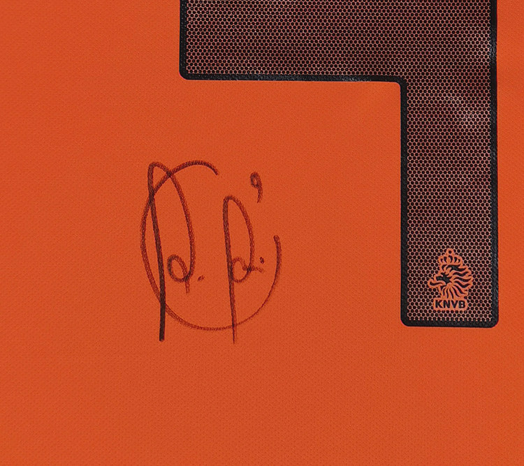 罗宾范佩西亲笔签名2010世界杯荷兰足球球衣sa文化