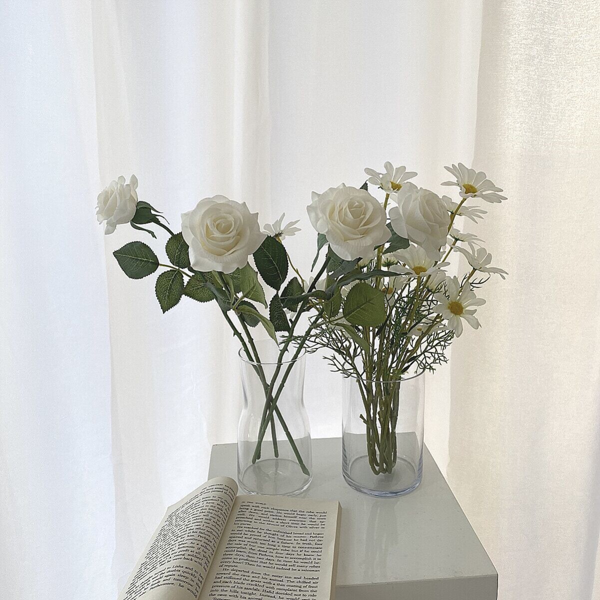 ins白色仿真玫瑰花假花摆件七夕礼物法式浪漫仿真花