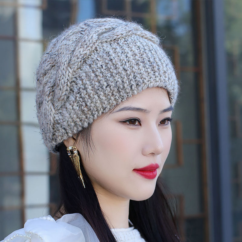 女秋冬天保暖帽子时尚麻花手工针织羊毛毛线帽子