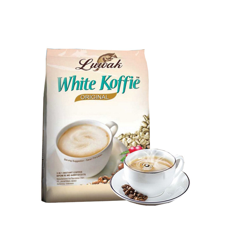 印尼进口白咖啡luwak猫屎原味白咖啡速溶提神咖啡粉400g包邮