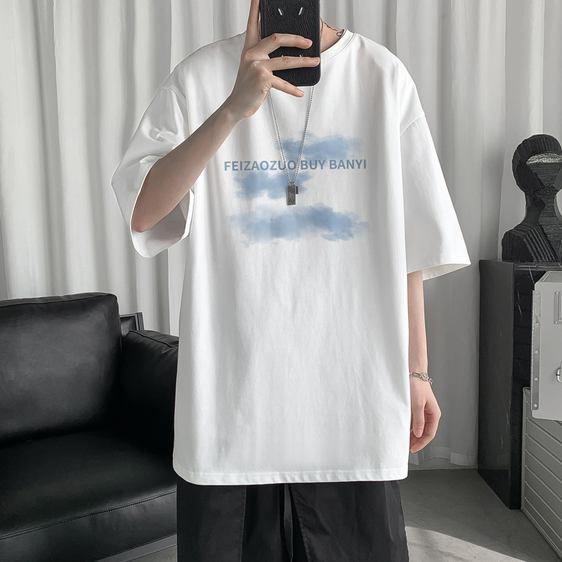 2022潮牌短袖t恤男士韩版潮流ins夏季圆领纯棉体恤宽松百搭上衣服