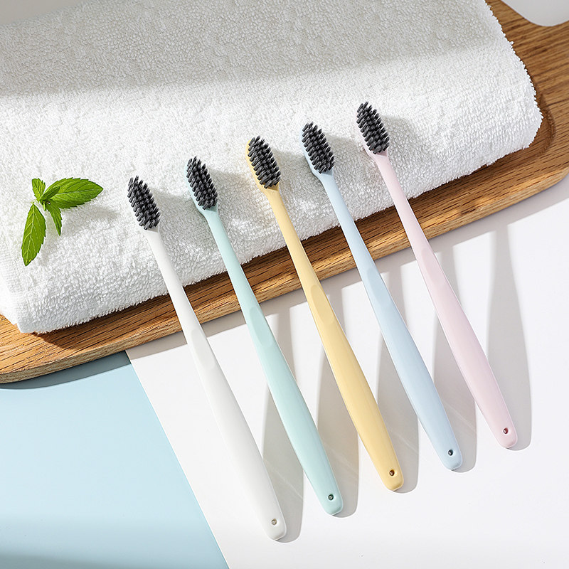 小头细丝软毛备长炭牙刷马卡龙色4支