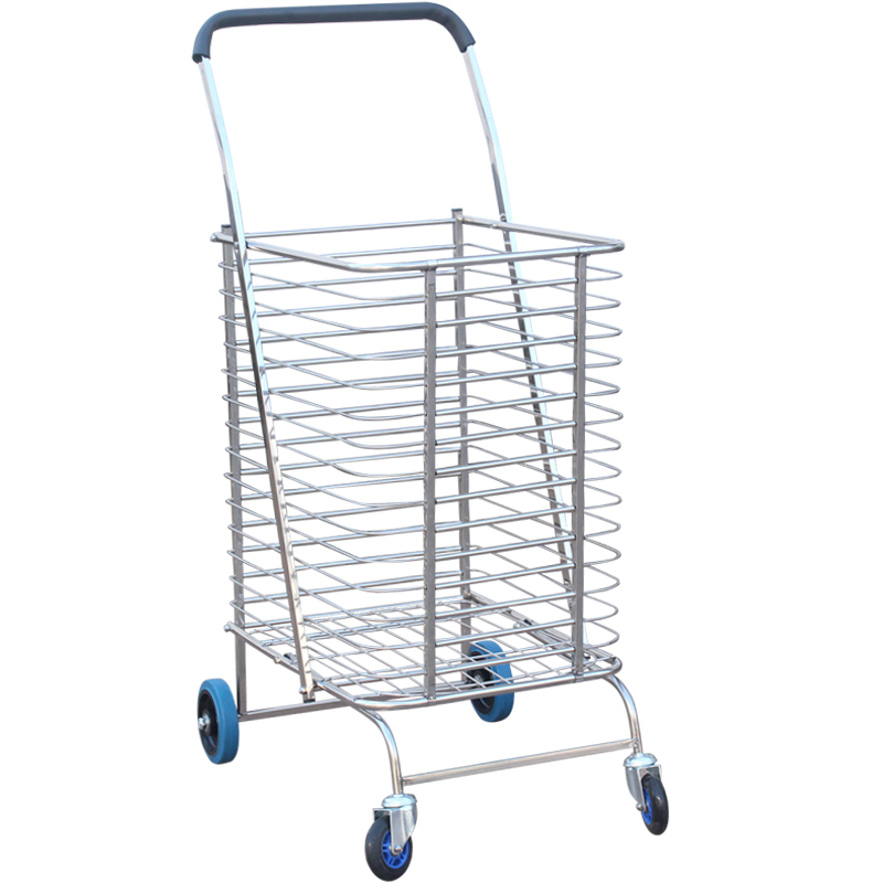 大号不锈钢购物车买菜车超市手推车篮车拉车折叠购菜车便携购物车