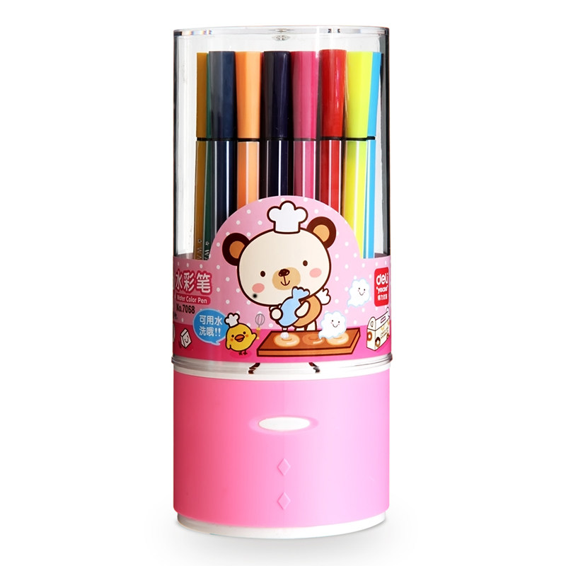 得力水彩笔套装十二色二十四彩色笔图画颜色笔小学生