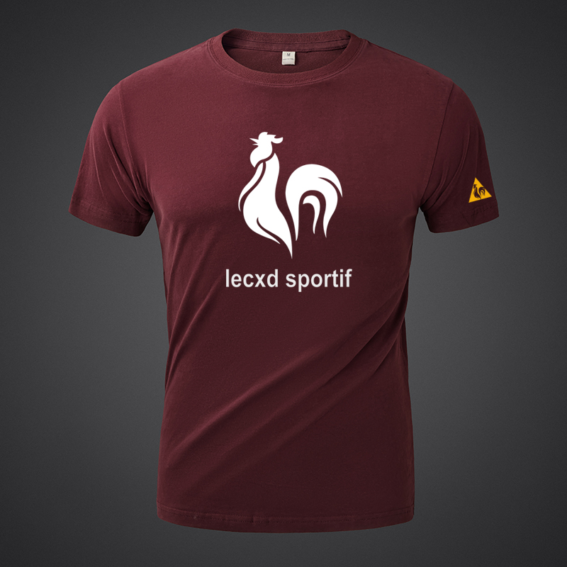 夏季法国大公鸡速干短袖T恤加肥宽松大码男装百搭运动体恤半袖衫