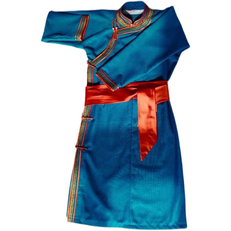 新款蒙古袍长款原创设计手工传统男儿儿童民族服装民族服装