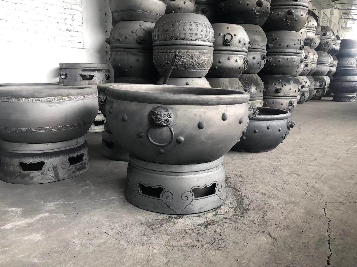 鱼缸金鱼缸风水养鱼古法泥瓦缸老北京百福虎头鱼盆鱼缸