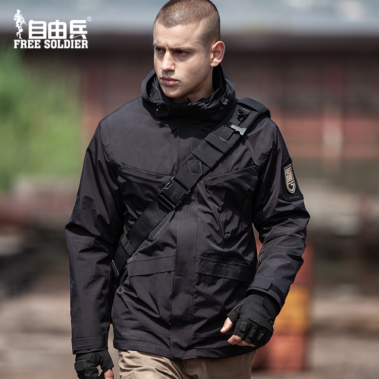 自由兵户外三合一冲锋衣男秋冬加绒加厚可拆卸防风外套登山服潮牌