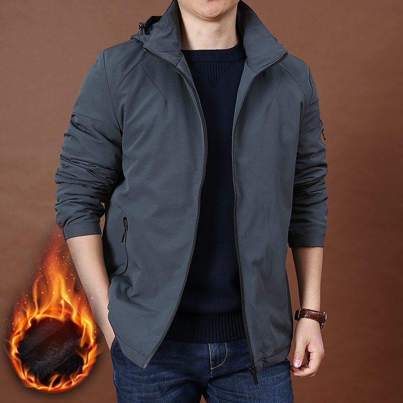 秋季加绒保暖宽松大码夹克男士加厚冲锋衣休闲户外上衣外套男潮