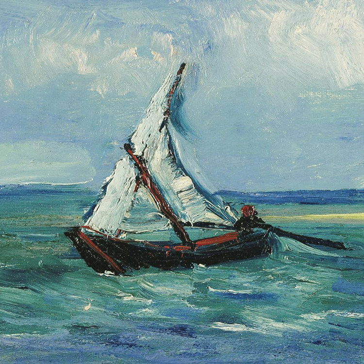 梵高一帆风顺风景画北欧装饰画花鸟画油画客厅背景墙卧室床头挂画