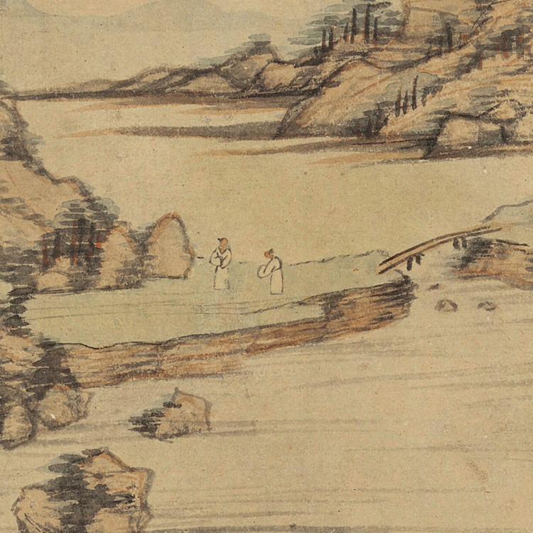 清王时敏浅溪山图卷山水画长卷挂轴卷轴真迹复制品国画