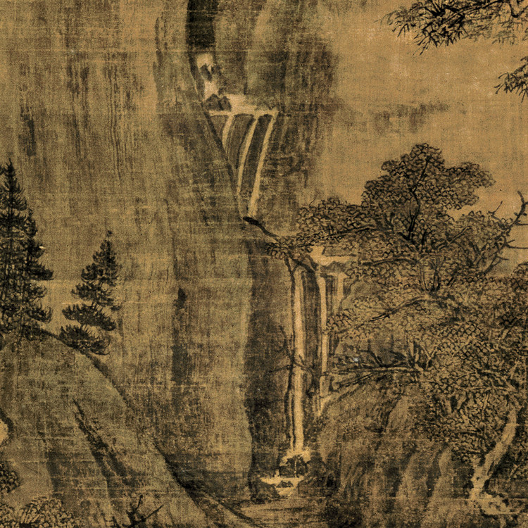 五代关仝秋山晚翠图仿古画名画真迹复制品挂轴国画