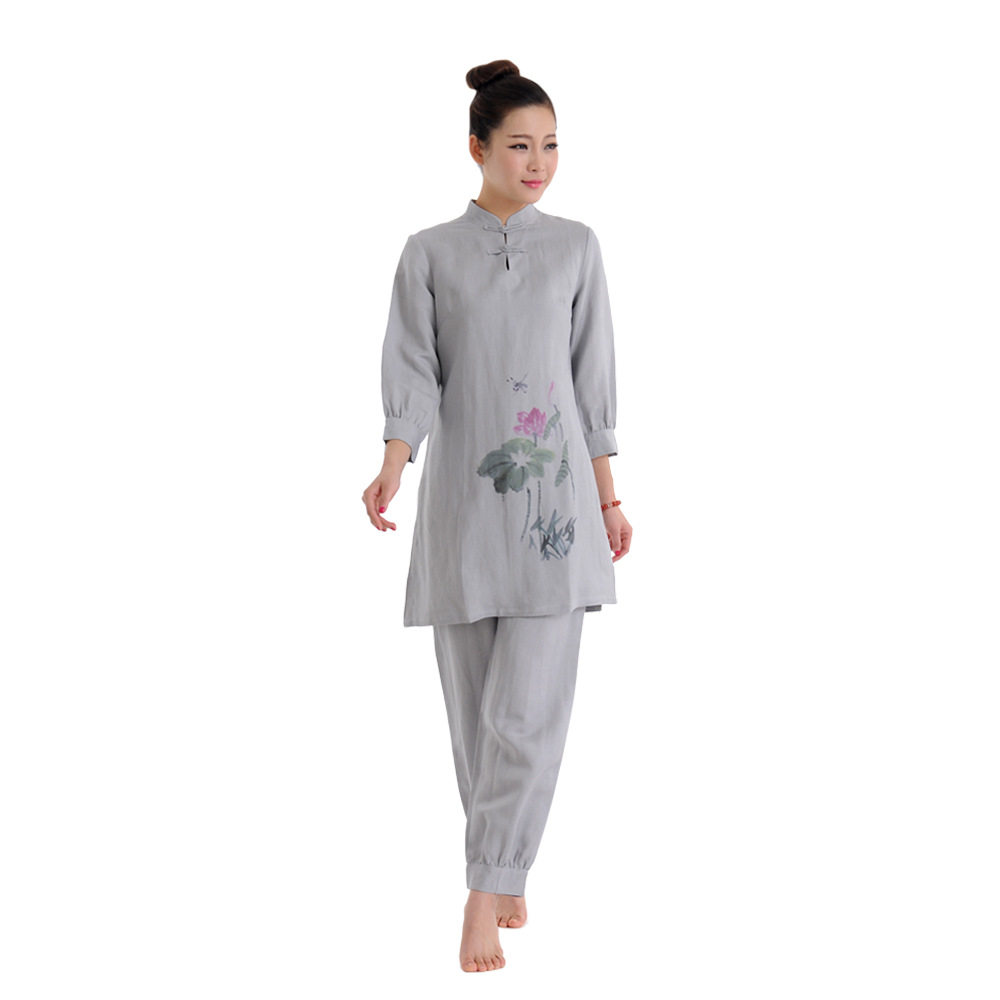 打坐服装素衣尼姑棉麻衣服拜佛坐禅寺庙禅裤民族服装