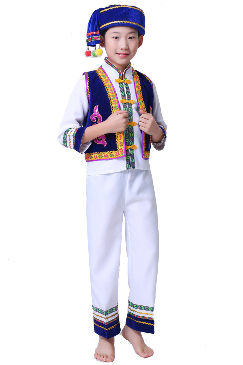 白族昆明发货云南大理儿童服装传统服装服饰阿鹏服装儿童演出服