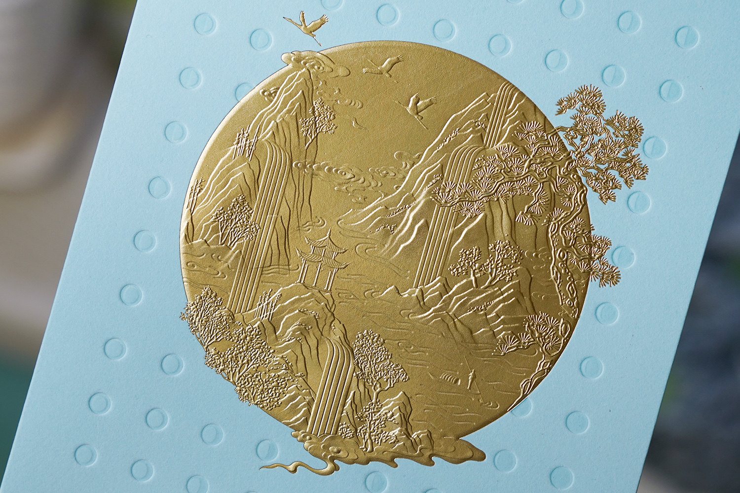 国货优选新款仙鹤浮雕烫金贺卡商务中式中国贺卡