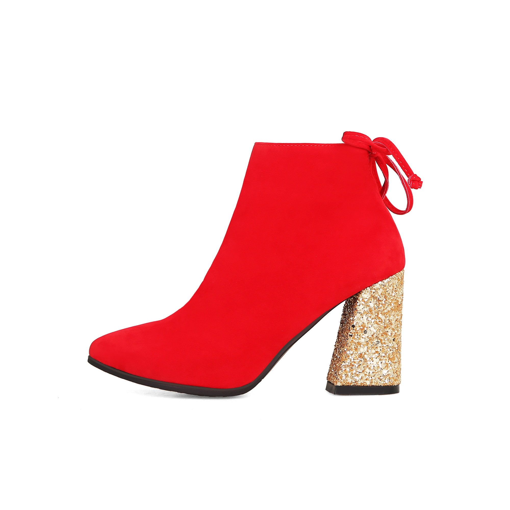 婚鞋女2019新款冬季新娘结婚子女红色时装靴